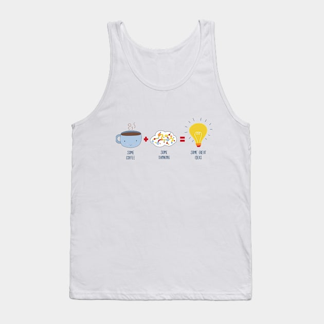 Some Coffee + Some Thinking = Some Great Ideas Tank Top by KathrinLegg